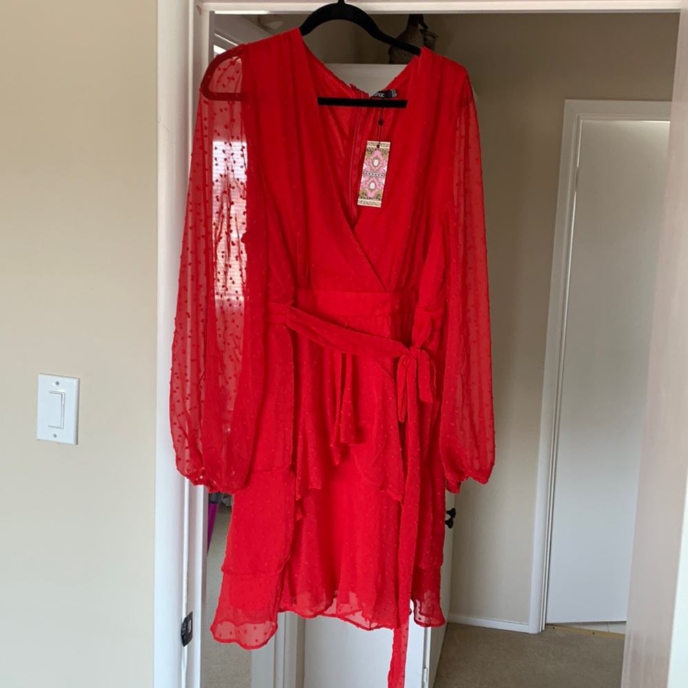 Red wrap dress